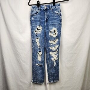 American Eagle Outfitters Blue Distressed Ankle Jeans